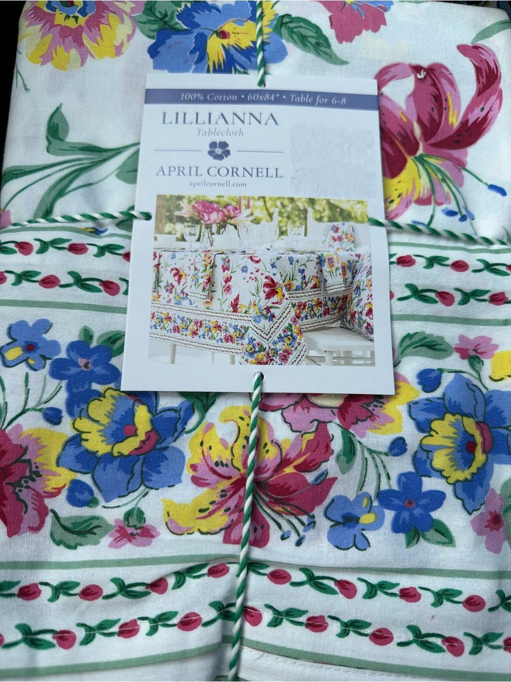 APRIL CORNELL Lillianna Tablecloth 84 x 60” NWT Floral